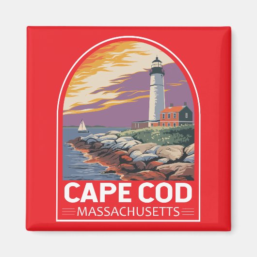 Cape Cod Massachusetts Reise Kunst Emblem Magnet (Vorne)