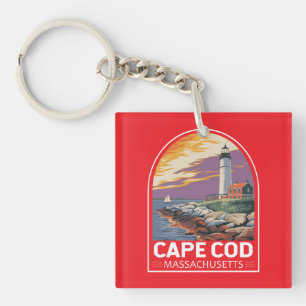 Cape Cod Massachusetts Reise Kunst Emblem Schlüsselanhänger