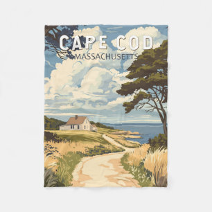 Cape Cod Massachusetts Reise Kunst Vintage Fleecedecke