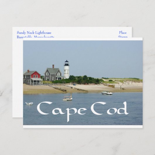 Cape Cod, Massachusetts - Sandy Neck Leuchtturm Postkarte (Vorne/Hinten)