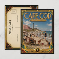 Cape Cod Massachusetts Vintage Art Deco Goldenes Z