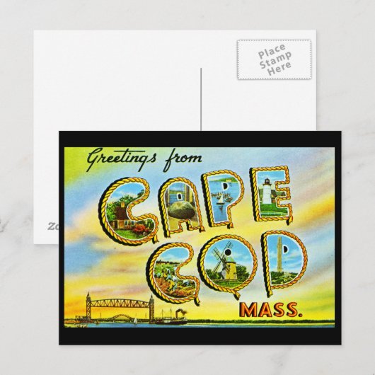 Cape Cod Massachusetts Vintage Postkarte (Vorne/Hinten)