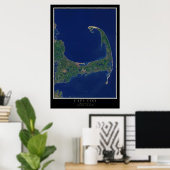 Cape Cod Massachusetts von Space Satellite Map Poster (Heimbüro)