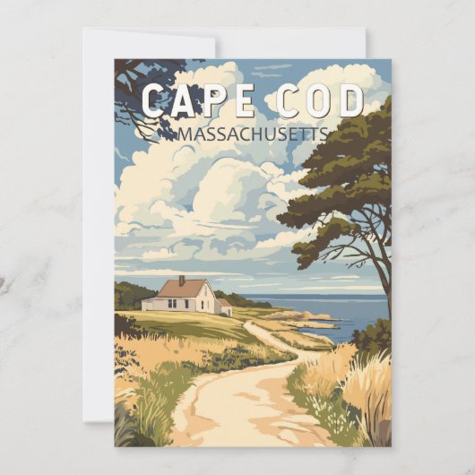 Cape Cod Massachusetts Wandern Vintag Einladung (Vorderseite)