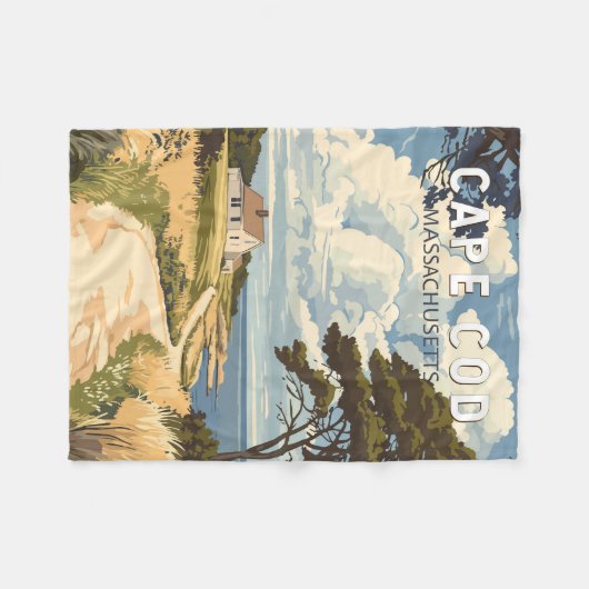 Cape Cod Massachusetts Wandern Vintag Fleecedecke (Vorderseite (Horizontal))
