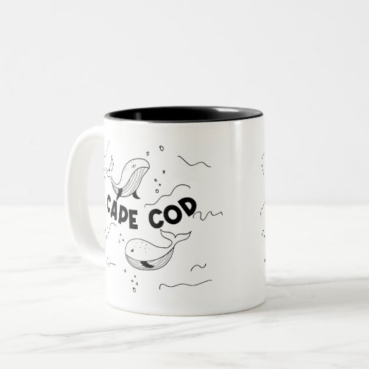 Cape Cod Massachusetts Whales Zweifarbige Tasse (Vorderseite Links)