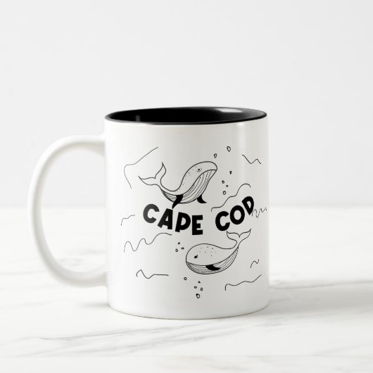 Cape Cod Massachusetts Whales Zweifarbige Tasse (Links)