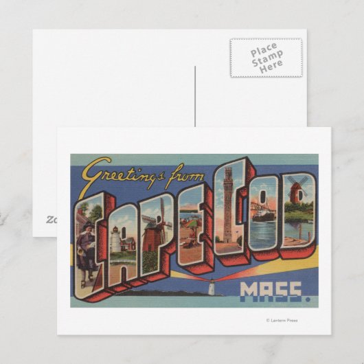 Cape Cod, MassachusettsGroße Buchstabenszenen Postkarte (Vorne/Hinten)