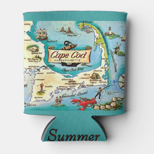 Cape Cod Massenkarte  Dosenkühler (Vorderseite)