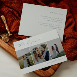 CAPE COD Minimalistisch 3 Foto Hochzeit Dankeskarte