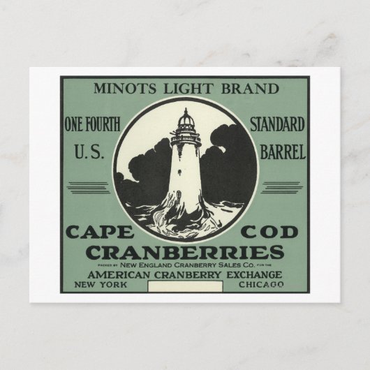 Cape Cod Minots Light Brand Cranberry Label Postkarte (Vorderseite)