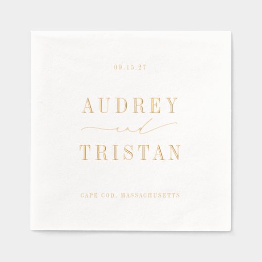 CAPE COD Moderne Minimalistische Hochzeit Servietten Mit Folie (Vorderseite)
