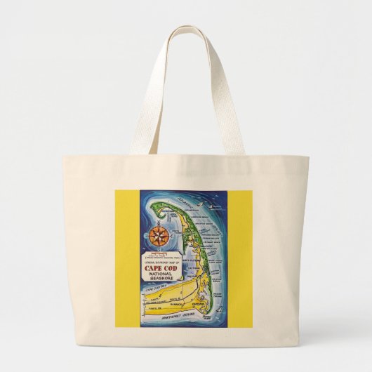 Cape Cod  National Seashore Map Tote Jumbo Stoffbeutel (Vorne)