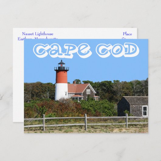 Cape Cod, Nauset Lighthouse, Eastham, MA Post Card Postkarte (Vorne/Hinten)