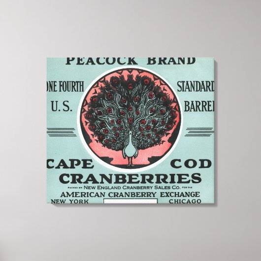 Cape Cod Peacock Marke Cranberry Label Leinwanddruck (Vorderseite)