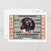 Cape Cod Pilgrim Eatmor Cranberries Marke Postkarte (Vorne/Hinten)