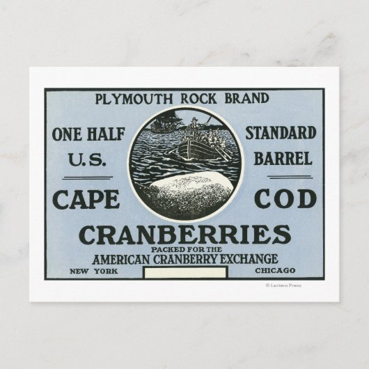 Cape Cod Plymouth Rock Brand Cranberry Label Postkarte (Vorderseite)