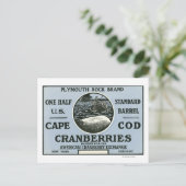 Cape Cod Plymouth Rock Brand Cranberry Label Postkarte (Stehend Vorderseite)