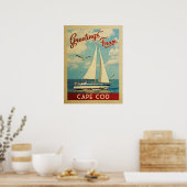 Cape Cod Poster Segelboot Vintage Massachusetts (Küche)