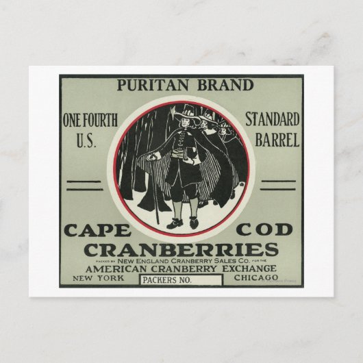 Cape Cod Puritan Brand Cranberry Label Postkarte (Vorderseite)