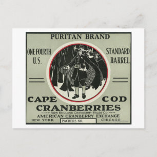 Cape Cod Puritan Brand Cranberry Label Postkarte