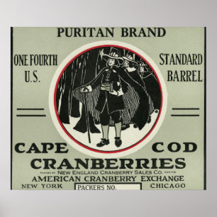 Cape Cod-Puritaner-Marken-Moosbeeraufkleber Poster