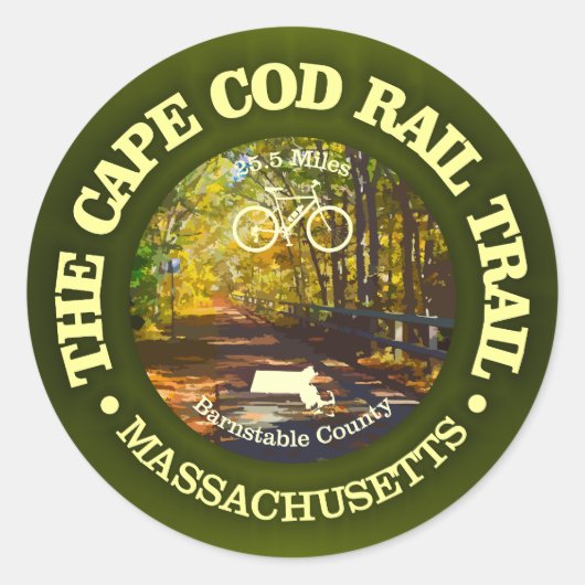 Cape Cod Rail Trail (radfahren c) Runder Aufkleber (Vorderseite)