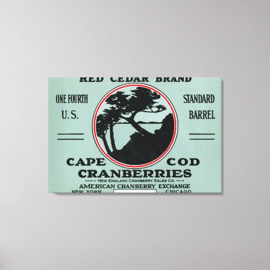 Cape Cod Red Cedar Marke Cranberry Label Leinwanddruck (Vorderseite)