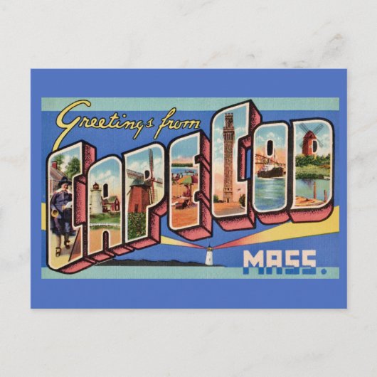 Cape Cod Retro Grußpostkarte Postkarte (Vorderseite)