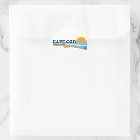 Cape Cod. Runder Aufkleber (Tasche)
