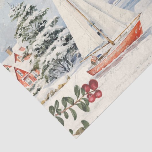 Cape Cod Rustic Christmas Trees Boats Light House Seidenpapier (Ausschnitt)