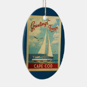 Cape Cod Sailboat Vintage Reise Massachusetts Keramik Ornament (Rechts)