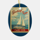 Cape Cod Sailboat Vintage Reise Massachusetts Keramik Ornament (Hinten)
