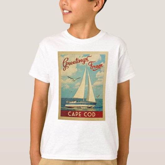 Cape Cod Sailboat Vintage Reise Massachusetts T-Shirt (Vorderseite)
