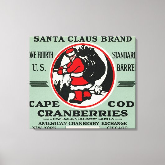 Cape Cod Santa Claus Marke Cranberry Label Leinwanddruck (Vorderseite)