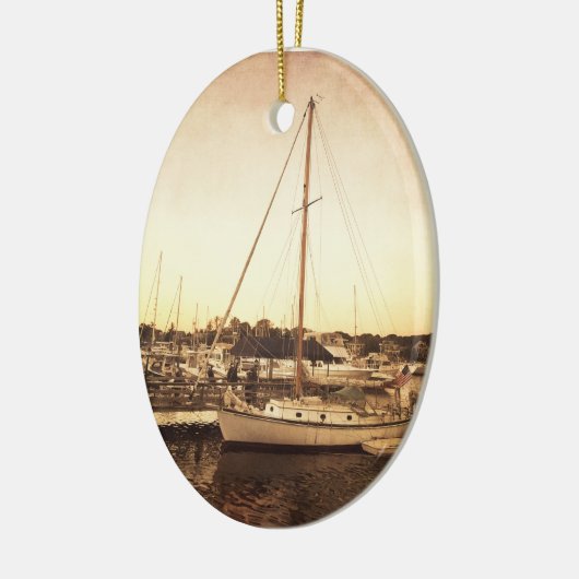 Cape Cod-Segelboot-Weihnachtsverzierung Keramik Ornament (Links)