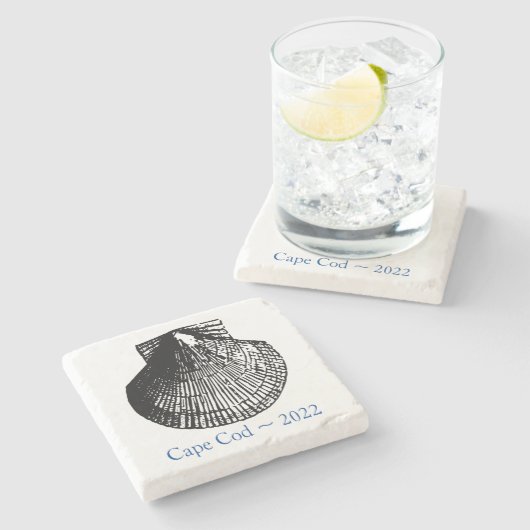 Cape Cod Stone Untersetzer - Scallop Muschel (Seitenansicht)