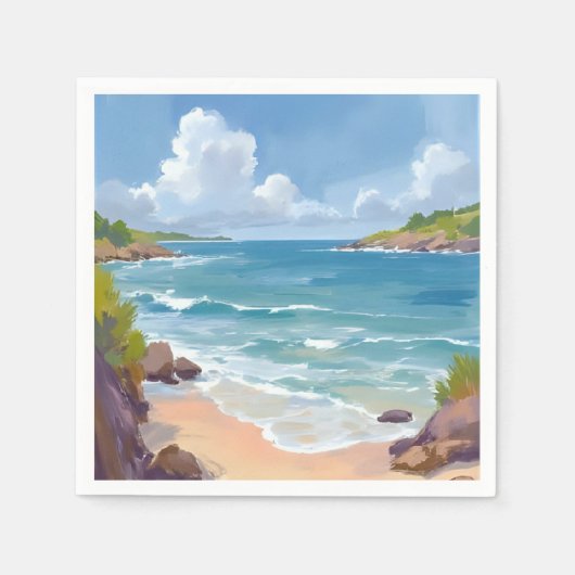 Cape Cod Strand Bucht Ozean Gemälde Serviette (Vorderseite)