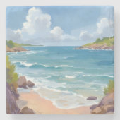 Cape Cod Strand Bucht Ozean Gemälde Steinuntersetzer (Vorderseite)