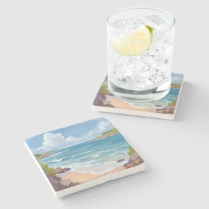 Cape Cod Strand Bucht Ozean Malerei Steinuntersetzer