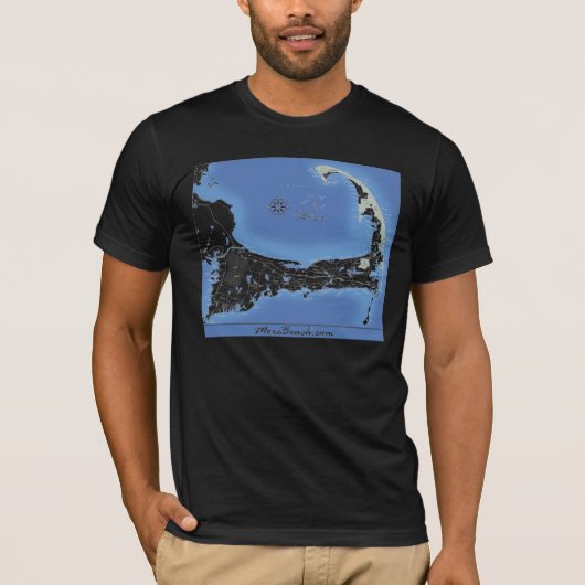 Cape Cod-Strand-Karte T-Shirt (Vorderseite)