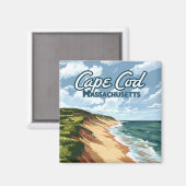 Cape Cod Strand Massachusetts Blau Magnet (Vorderseite/Rückseite)