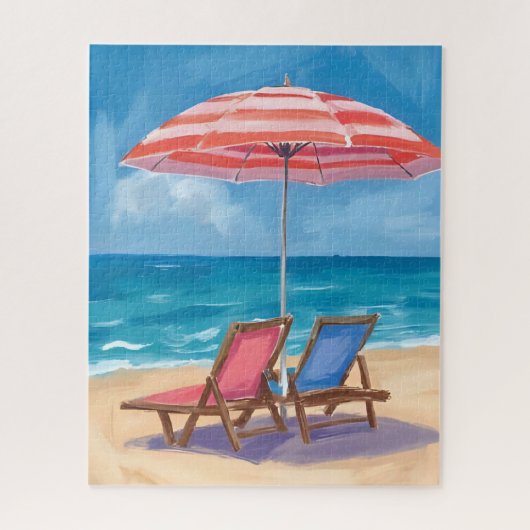 Cape Cod Strandtag | Aquarell-Ozean MA Puzzle (Vertikal)