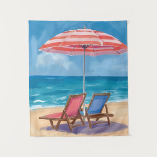 Cape Cod Strandtag   Aquarell-Ozean MA Wandteppich