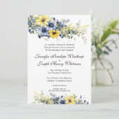 Cape Cod Summer Blue Yellow Garden Wedding Einladung (Stehend Vorderseite)