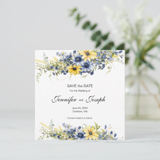 Cape Cod Summer Floral Wedding Save the Date Card (Stehend Vorderseite)