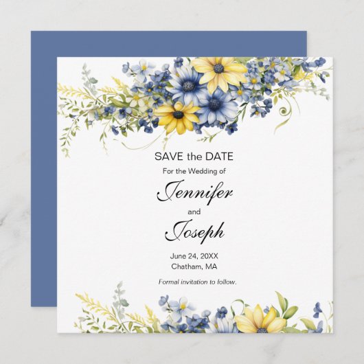 Cape Cod Summer Floral Wedding Save the Date Card (Vorne/Hinten)