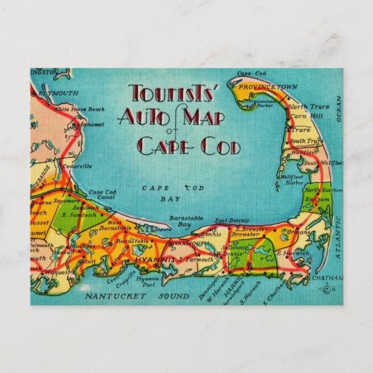 Cape Cod Touristen-Postkarte Postkarte (Vorderseite)