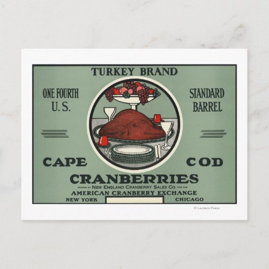 Cape Cod Turkey Brand Cranberry Label Postkarte (Vorderseite)