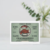 Cape Cod Turkey Brand Cranberry Label Postkarte (Stehend Vorderseite)